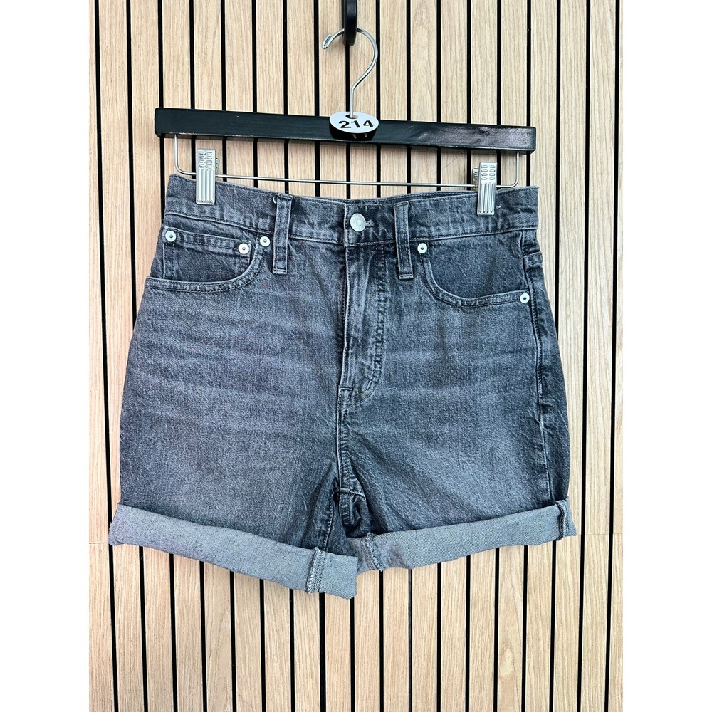 214 Madewell High-Rise Denim Mid-Length Shorts Washed Black Grey (Size 25, EUC)